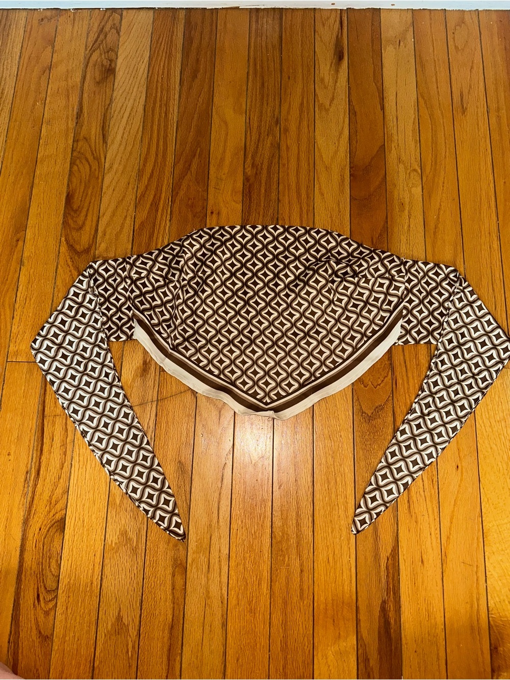 Garage Brown and Cream Geometric Top